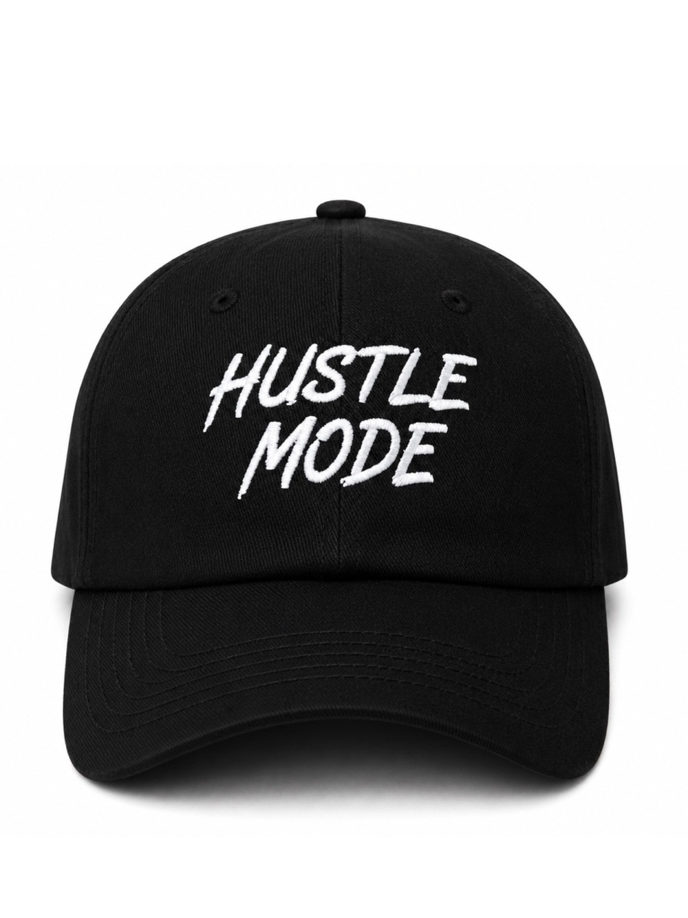 🖤Hustle Mode Black Snapback Hat White Script Embroidered Cap Trendy Culture Vibe